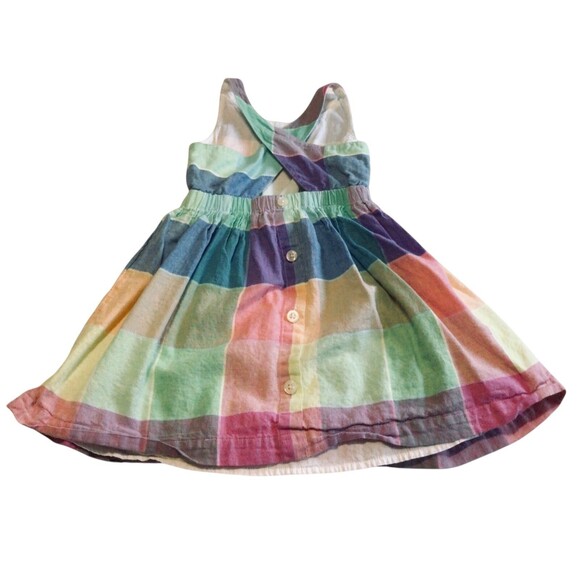 2 GAP Gingham Plaid Flower Sundress Ruffle Criss Cross Lightweight Cotton 4 5 XS - Picture 3 of 9
